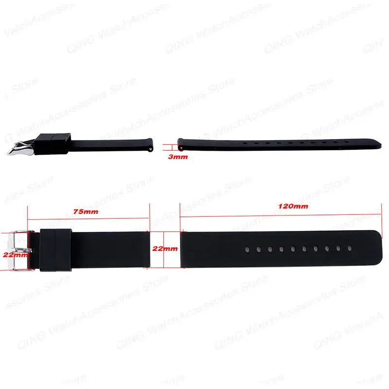 Black silicone strap dimensions