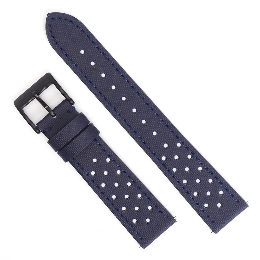 Garmin 18/20/22mm Quick Release Perforated Sailcloth Rally Band in Navy Blue with Black Buckle