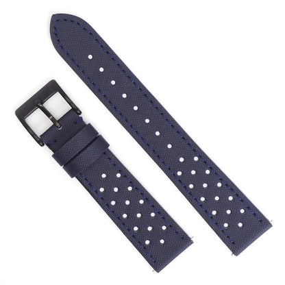 Garmin 18/20/22mm Quick Release Perforated Sailcloth Rally Band in Navy Blue with Black Buckle