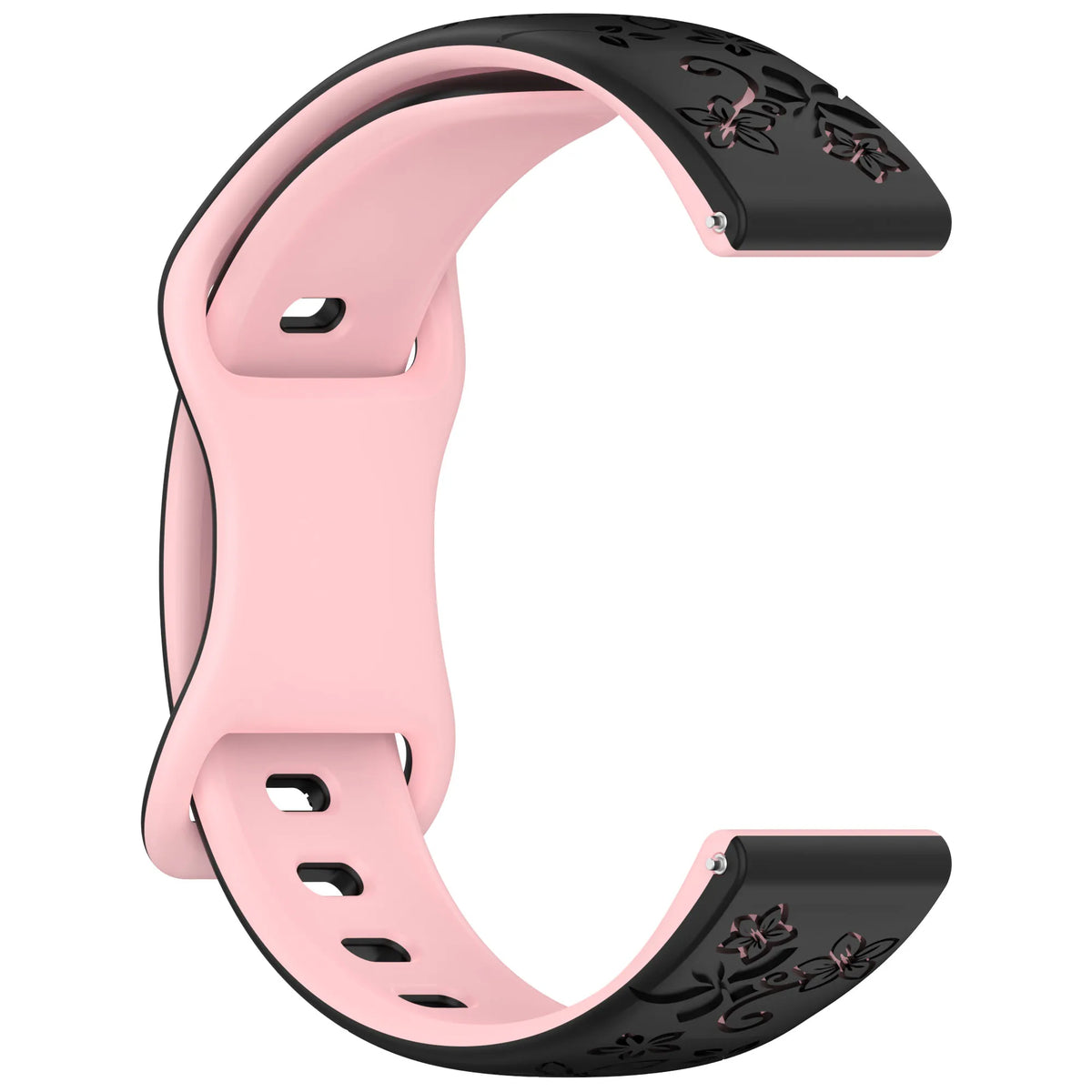 Garmin Floral Engraved Silicone Band in Black and Pink