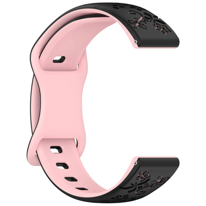 Garmin Floral Engraved Silicone Band in Black and Pink