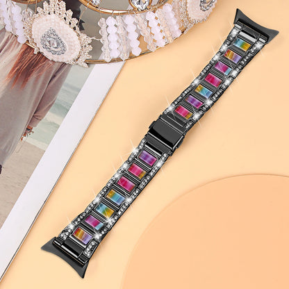 Black / Multicolor Google Pixel Watch 5, 4 and 3 41mm Resin Inlay Link Bracelet Band