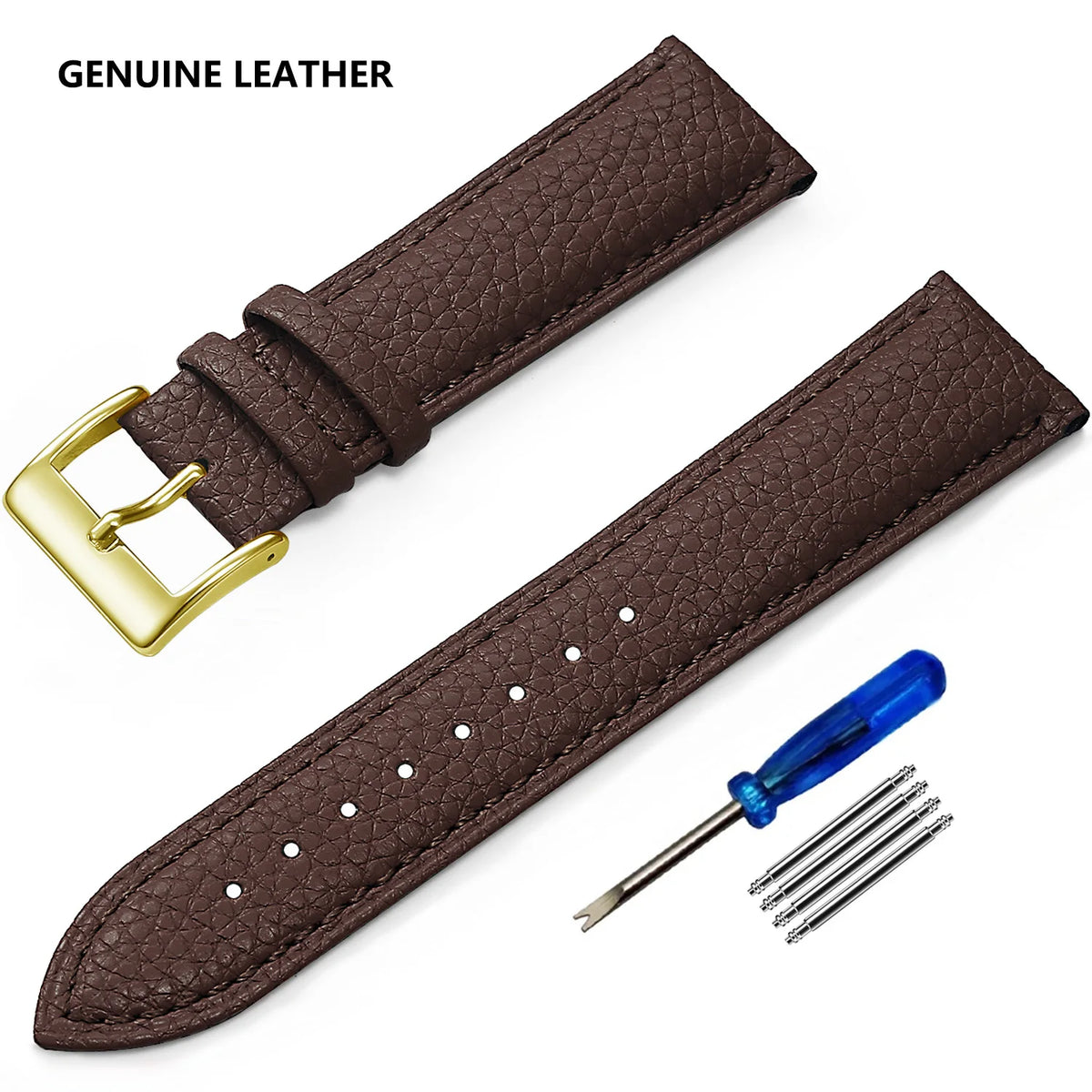 Garmin Grained Leather Band in Dark Brown with Gold Buckle