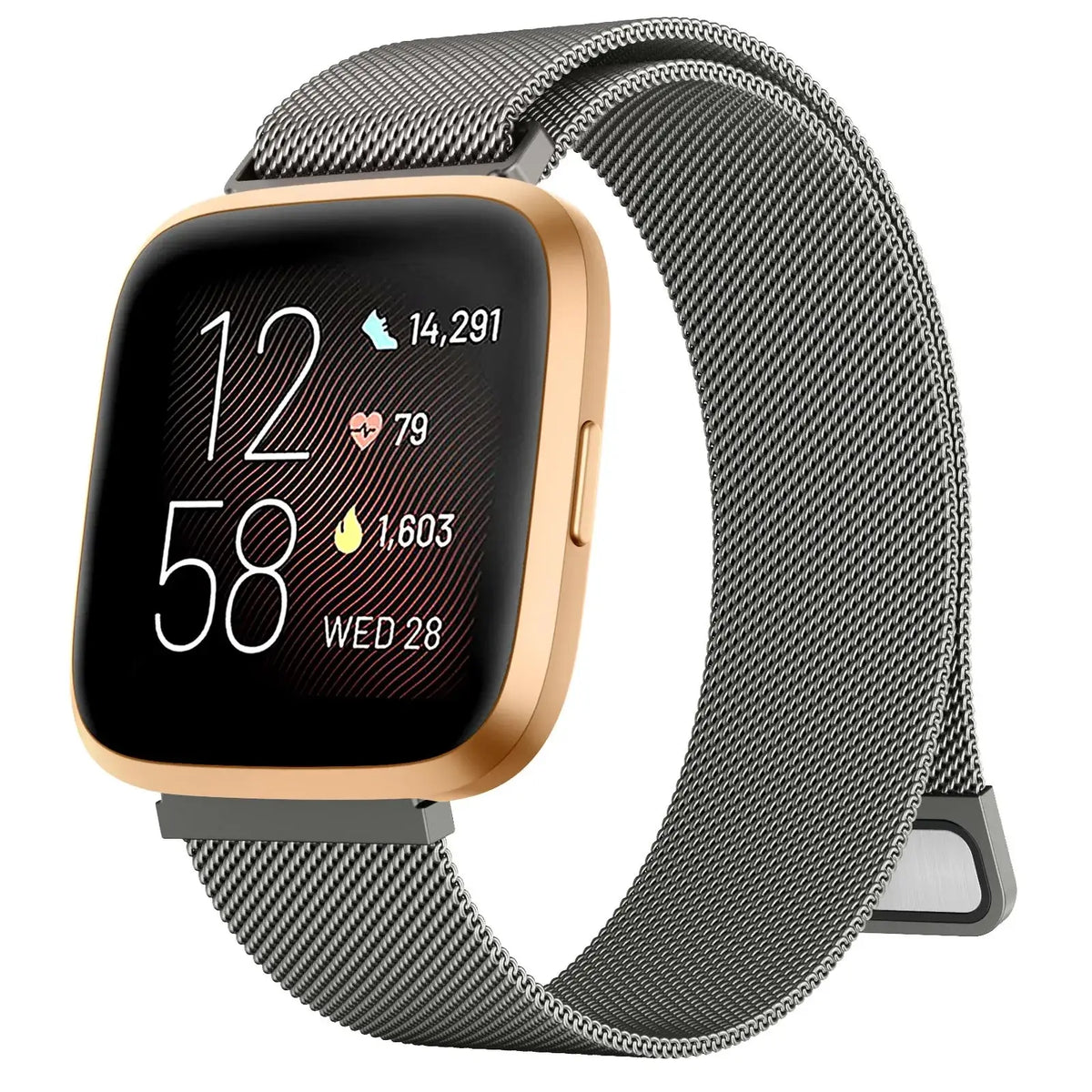 Fitbit Versa & Sense Magnetic Steel Mesh Loop Band - Gunmetal