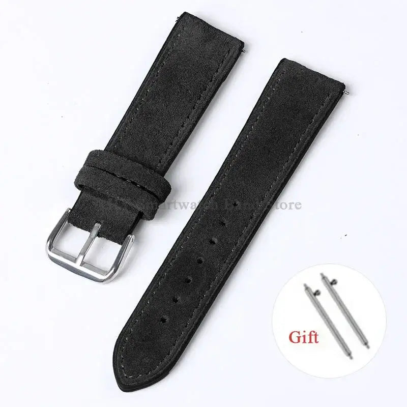 Amazfit Suede Leather Band with Buckle Options — Black / Silver Buckle