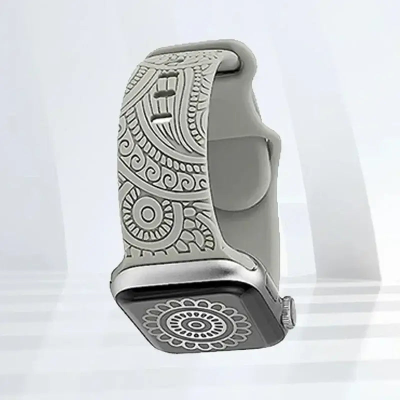 Gray Ornamental silicone Apple Watch band