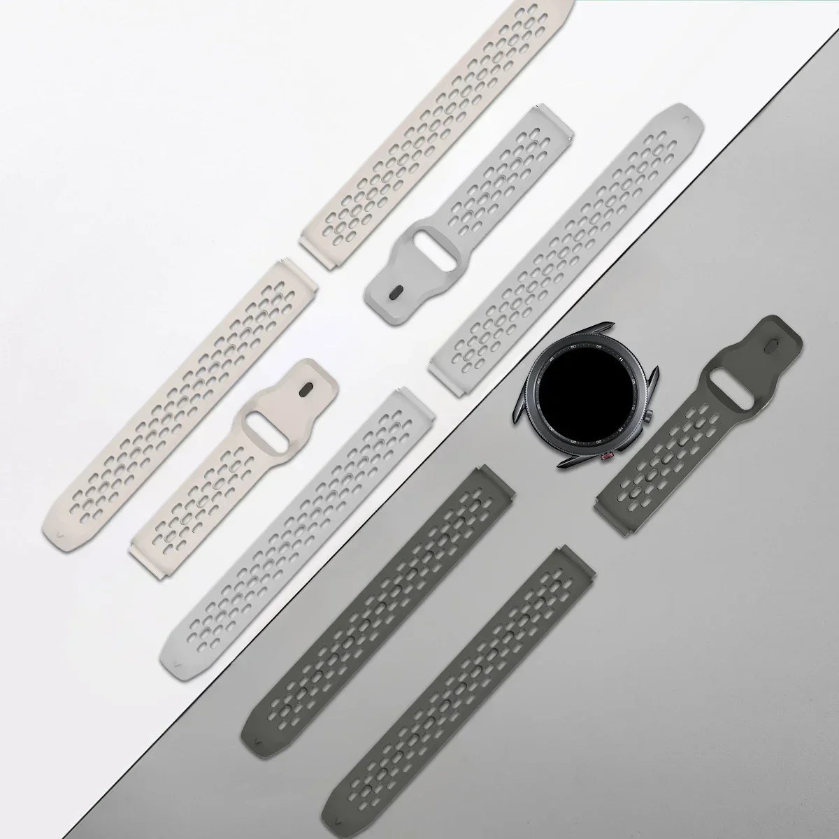 OnePlus Smartwatch Bands Silicone Sport Strap Bracelet Quick Release in various colors and styles with a smartwatch.