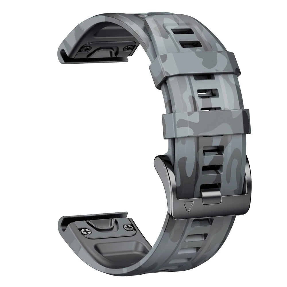 Gray Camo Garmin QuickFit 22/26mm Silicone Band, Camo and Solid Colors