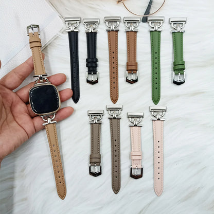 Fitbit Versa 4, Versa 3, Sense 2 and Sense Slim Leather Band, D-Link — design detail
