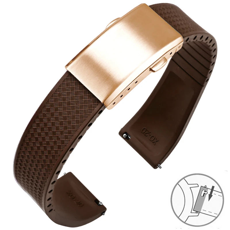 Garmin FKM Rubber Band in Brown with Rose Gold Clasp
