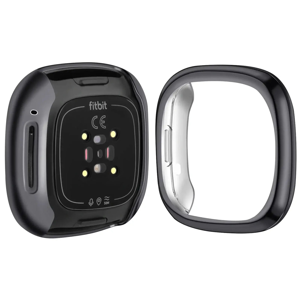 Case and screen protector for Fitbit Versa and Sense, enhancing style, comfort, and durability. Perfect for everyday use.