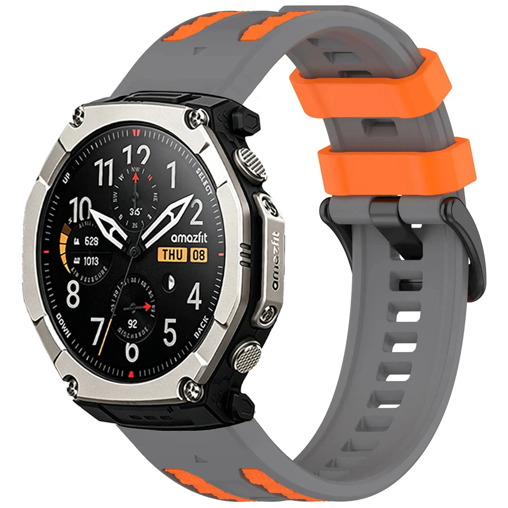 Dark Gray / Orange Garmin QuickFit 22/26mm Silicone Band with Contrast Keepers