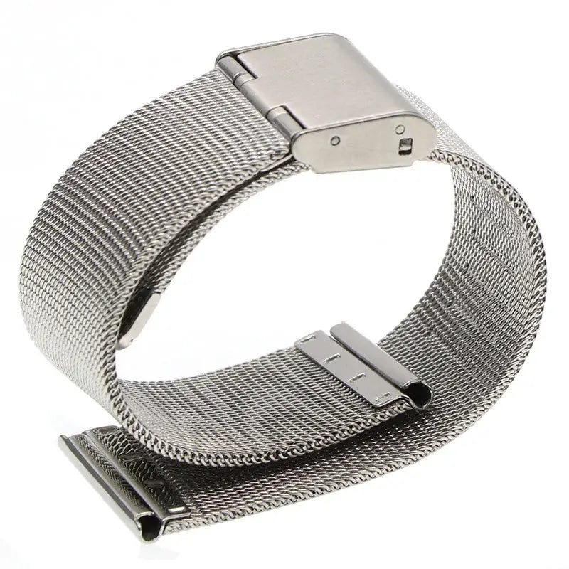 Silver mesh band with folding clasp