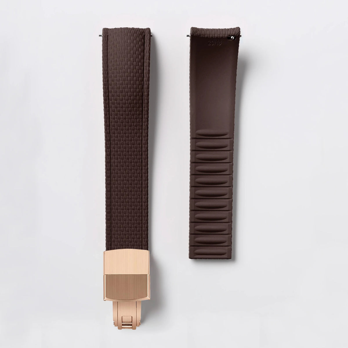 Garmin Curved-End FKM Rubber Band in Brown with Rose Gold Clasp