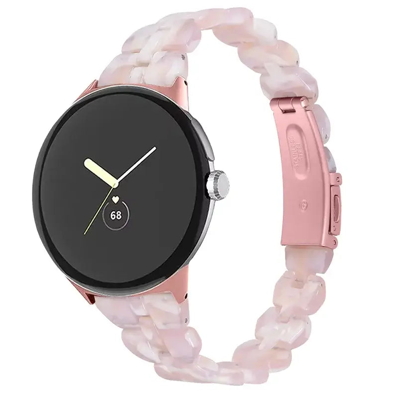 Resin Link Google Pixel Watch Bracelet in Pink Marble