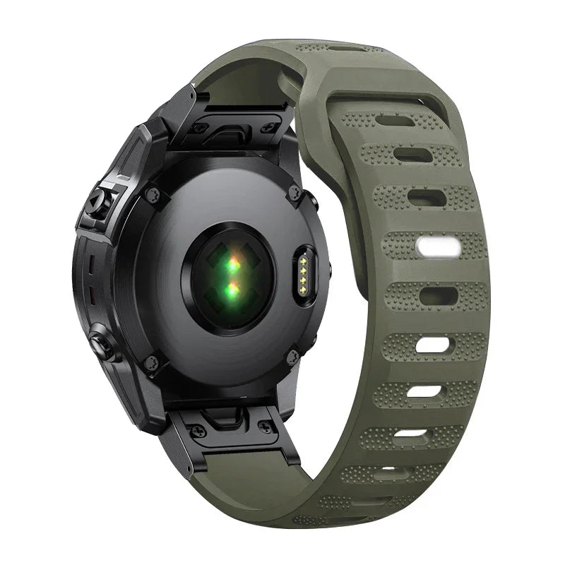 Army Green Garmin QuickFit 22/26mm Lightweight Soft Silicone Band