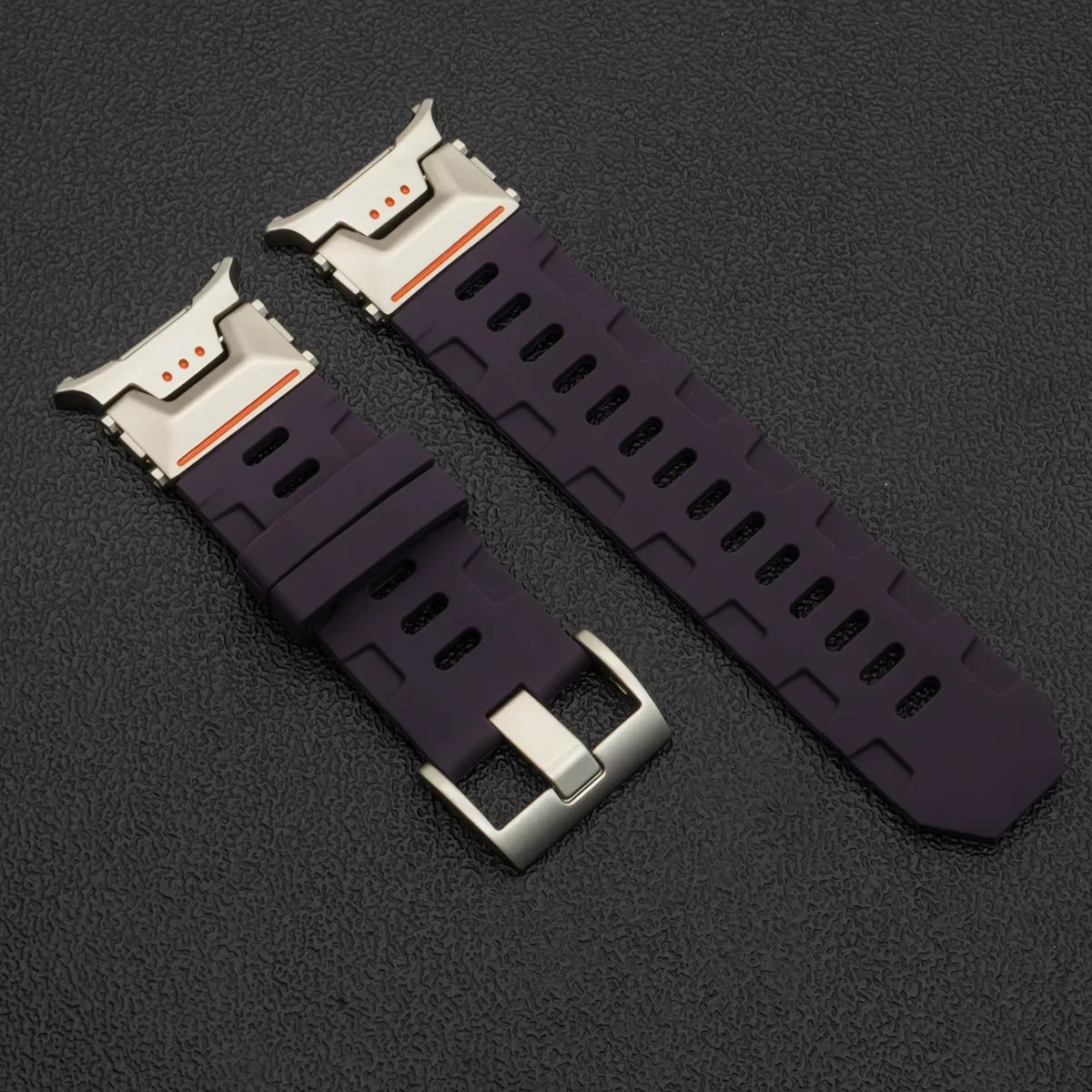 Samsung Galaxy Silicone Sport Watch Band - Ultra/Ultra2 No Gaps in purple silver, showing a sleek gap-free fit.