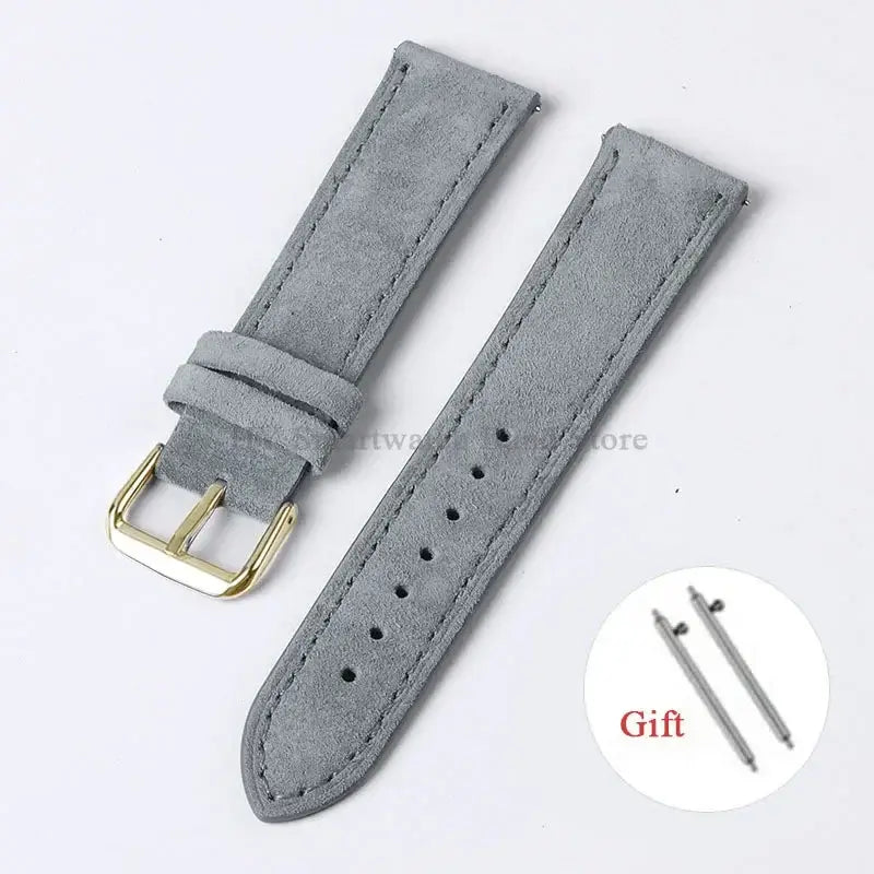 Amazfit Suede Leather Band with Buckle Options — Gray / Gold Buckle