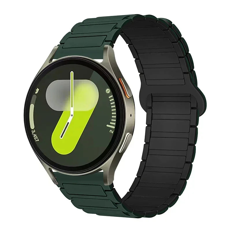 Motorola Moto Ribbed Magnetic Silicone Loop Band — Dark Green / Black