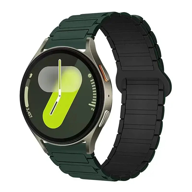 Amazfit Ribbed Magnetic Silicone Loop Band — Dark Green / Black