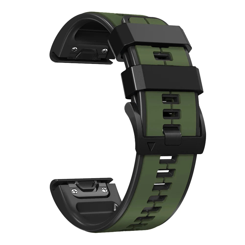 Garmin QuickFit Contrast-Panel Silicone Band in Army Green / Black