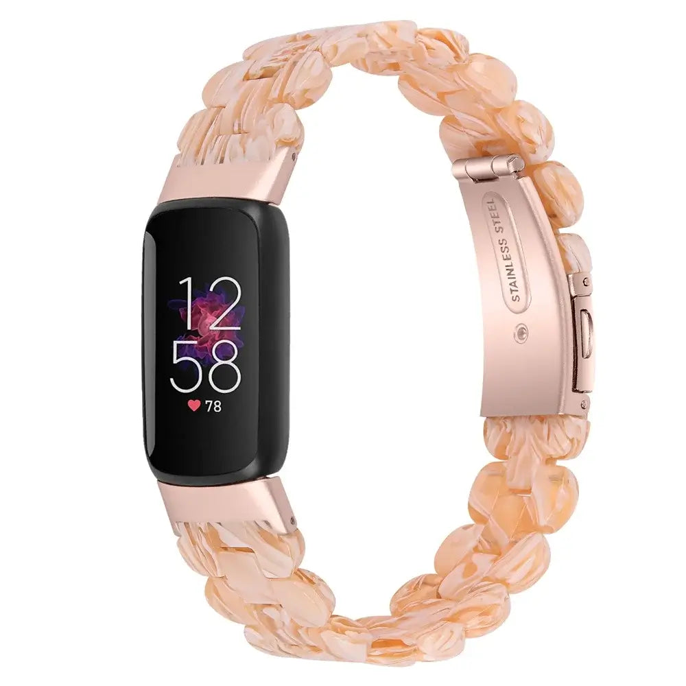 Fitbit Luxe Marbled & Tortoiseshell Resin Band - Peach Marble / Rose Gold