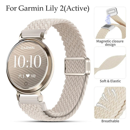 Garmin Lily 2 Braided Nylon Magnetic Band — for Lily 2 Active with feature callouts