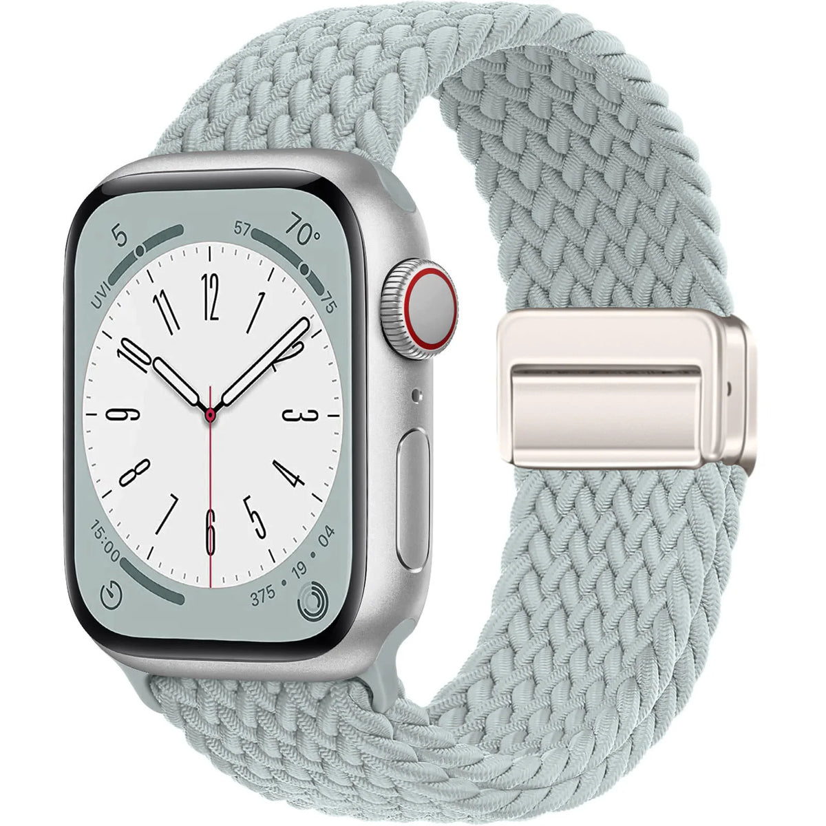 Braided Nylon Apple Watch Band with Magnetic Clasp in Pale Blue