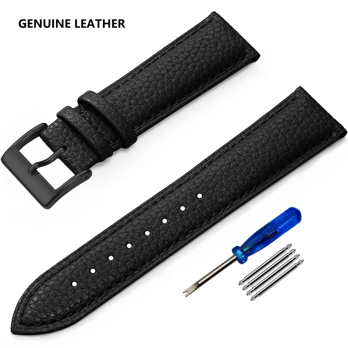 Garmin Grained Leather Band in Black with Black Buckle