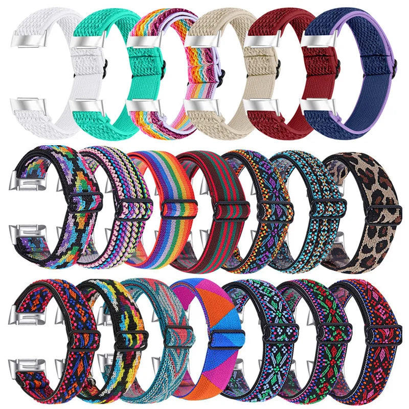 Fitbit Charge 5/6 Adjustable Stretch Nylon Band - Solid and patterned options