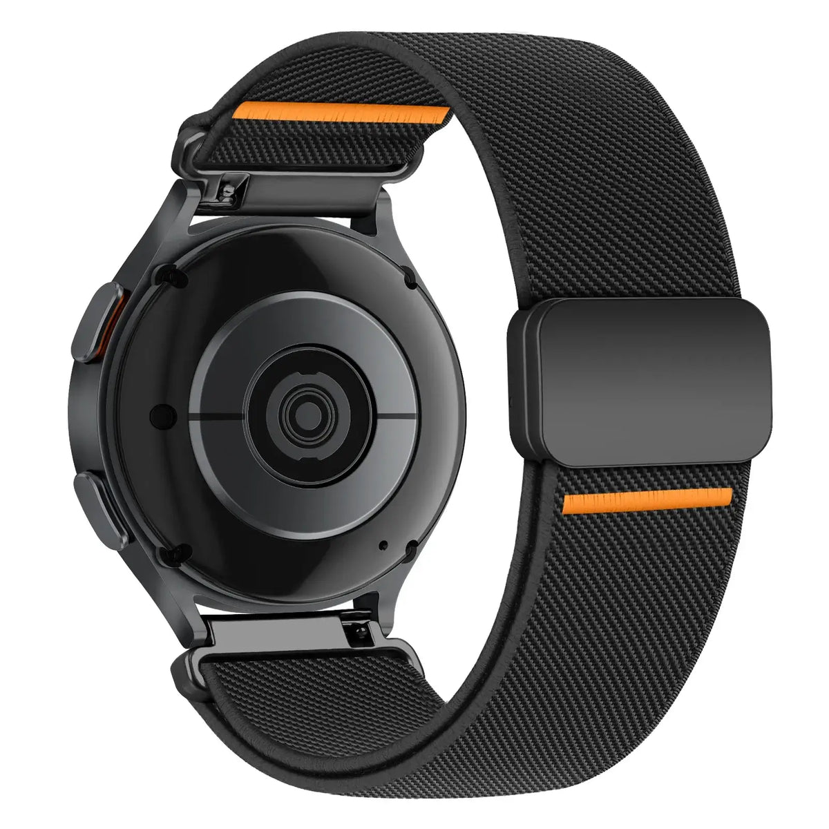 Amazfit Nylon Band with Magnetic Clasp and Orange Accents — Black