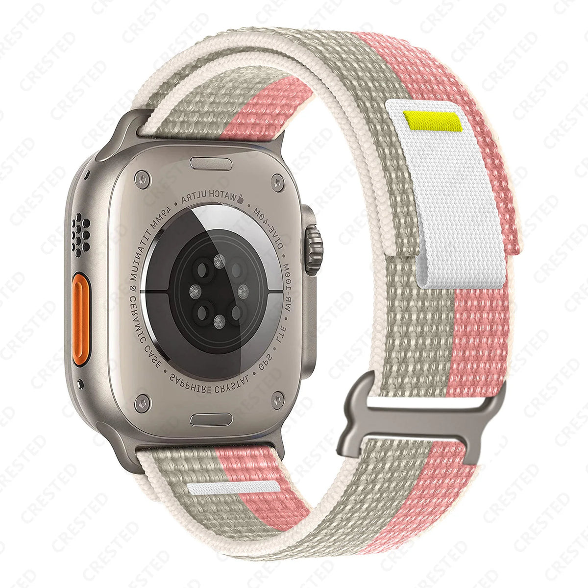Two-Tone Nylon Apple Watch Trail Loop with Pull Tab in Pink / Taupe