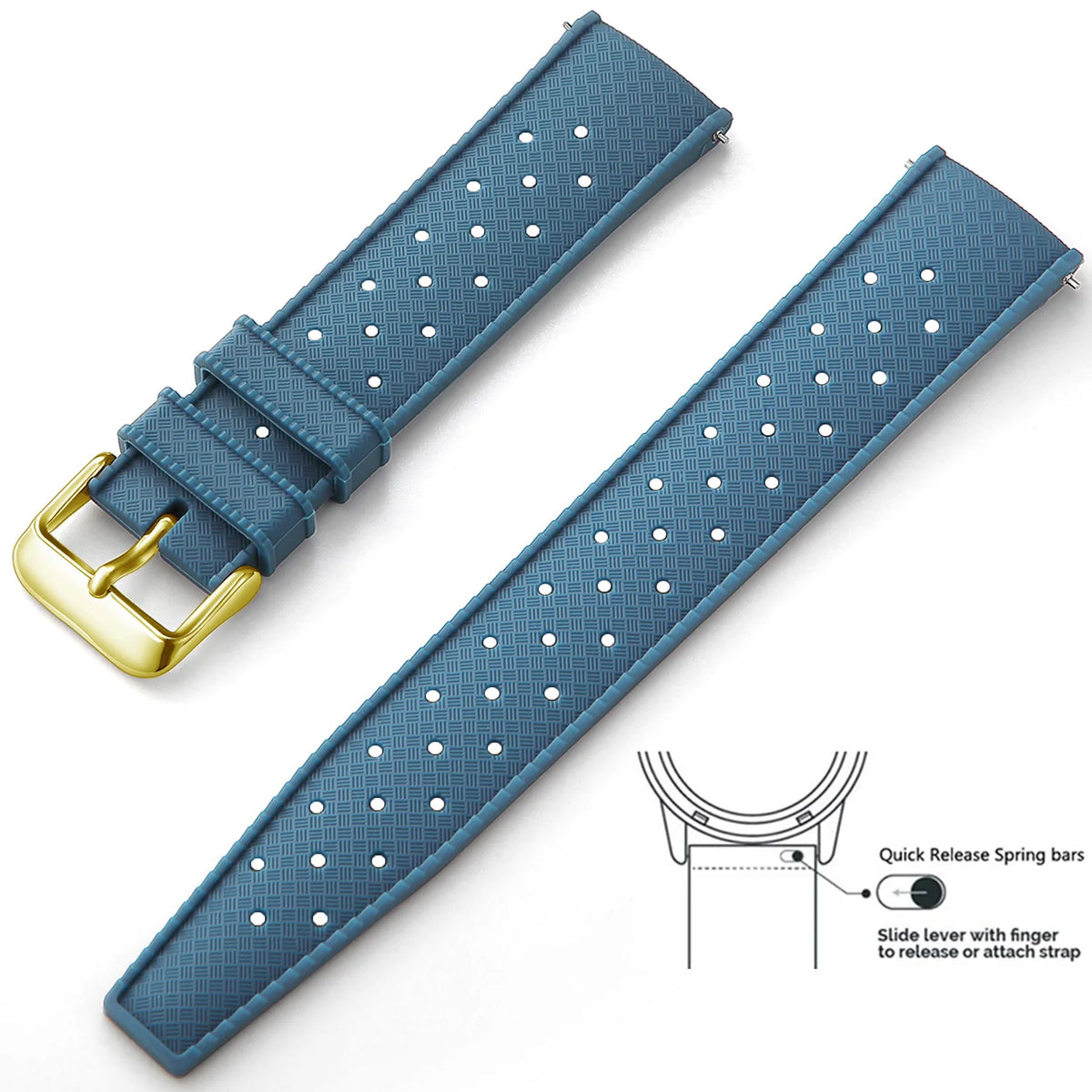 Tropic Silicone Band for Polar – Slate Blue / Gold Buckle