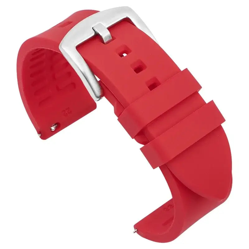 Suunto Smooth Silicone Band with Textured Underside – Red / Silver Buckle