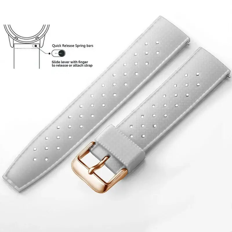 Tropic Silicone Band for Amazfit – White / Rose Gold Buckle (Option 2)