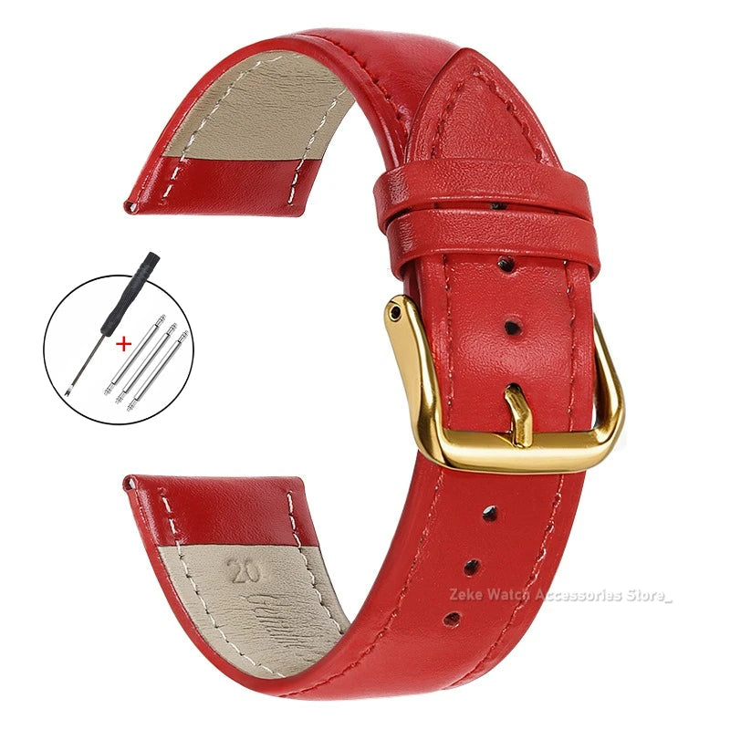 Garmin Slim Calfskin Band in Red with Gold Buckle