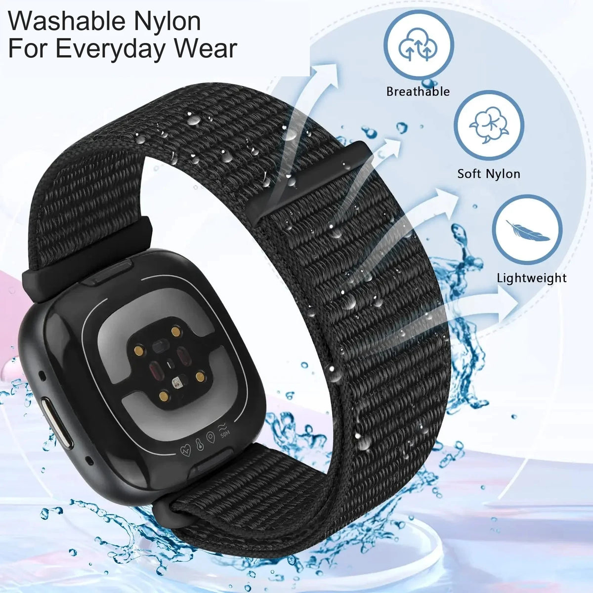 Fitbit Versa 4, Versa 3, Sense 2 and Sense Nylon Sport Loop Band — product detail