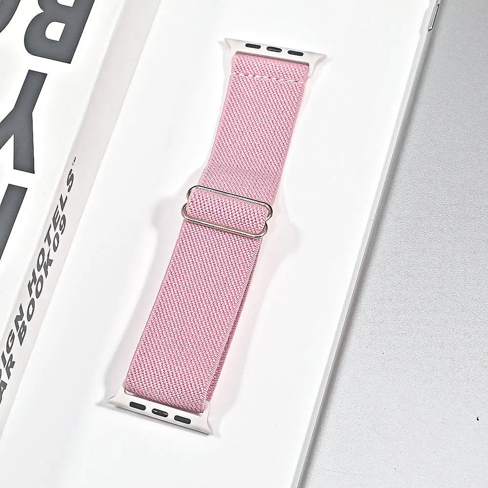 Stretch Nylon Apple Watch Loop - Solid & Patterned in Pink