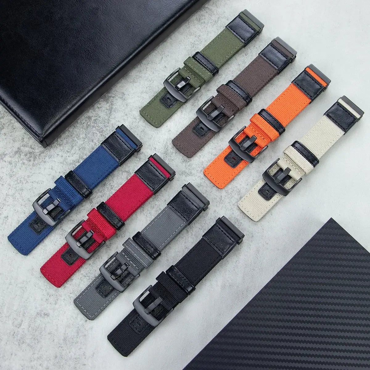 Fitbit Versa & Sense Nylon Band with Leather Details - Nylon band color selection