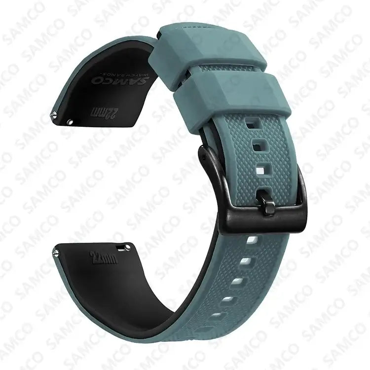 Amazfit Textured Silicone Band with Buckle Choices — Slate Blue / Black / Black Buckle