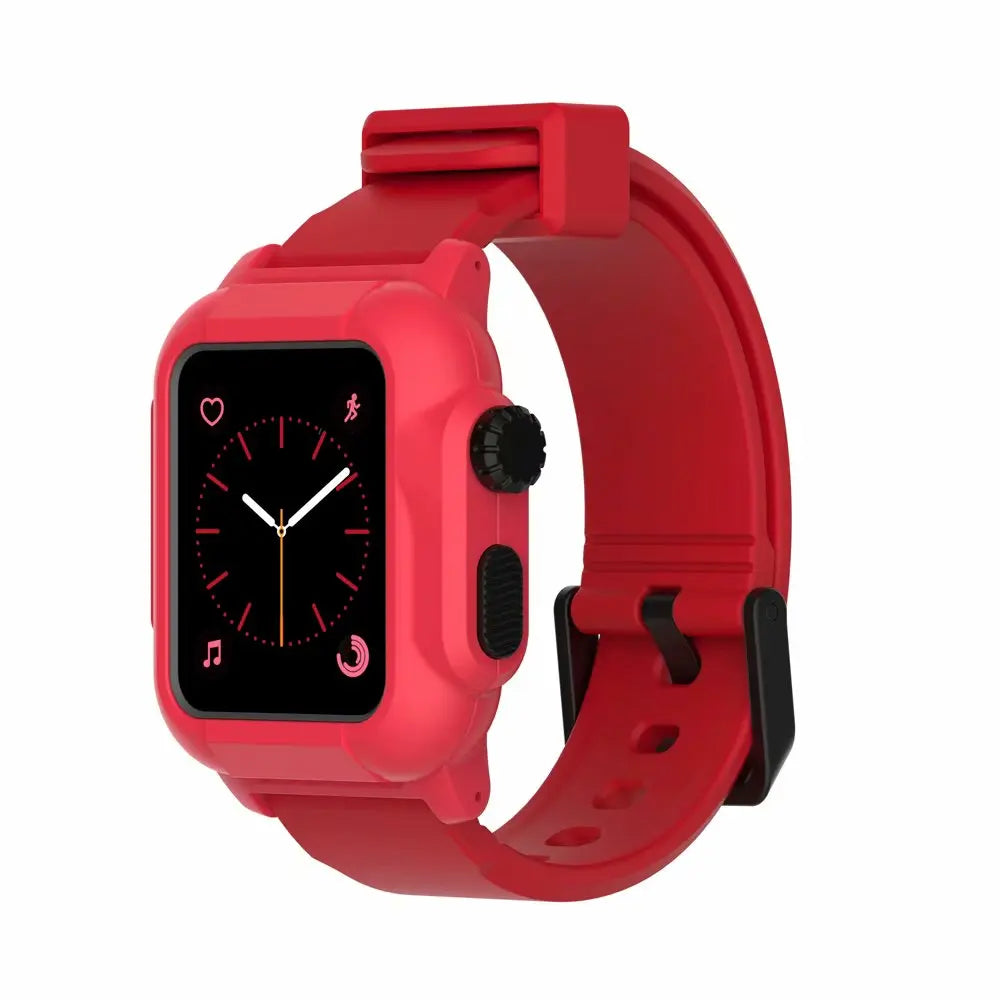 Silicone Apple Watch Band & Case - Solid, Camo & Luminous in Red / Red