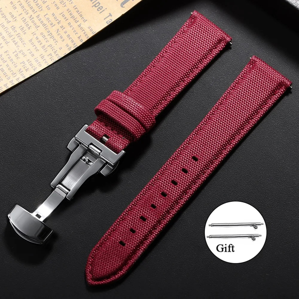 COROS Sailcloth Nylon Watch Band with Butterfly Clasp - Wine Red