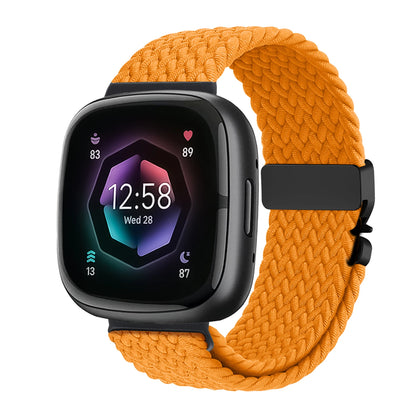Orange Fitbit Versa 4, Versa 3, Sense 2 and Sense Braided Band, Parachute Clip