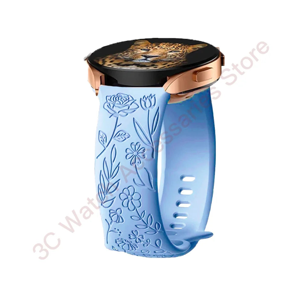 Garmin Rose Engraved Silicone Band in Light Blue