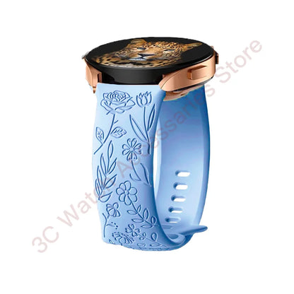 Garmin Rose Engraved Silicone Band in Light Blue