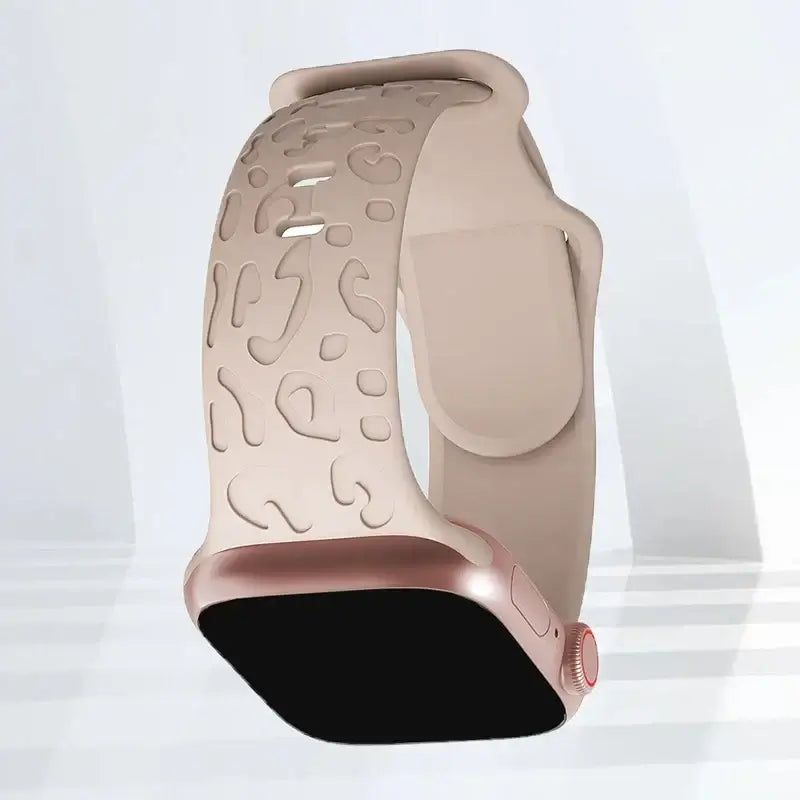 Taupe Leopard silicone Apple Watch band