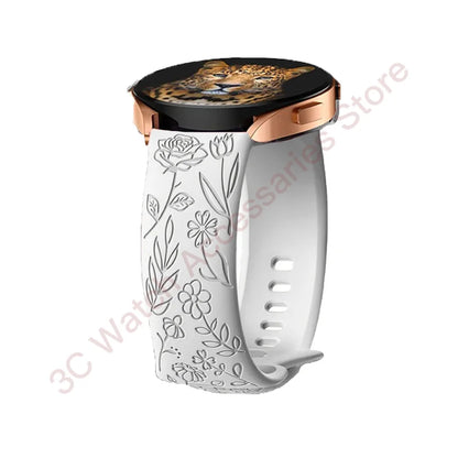Garmin Rose Engraved Silicone Band in White