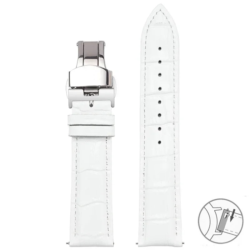 Garmin Croc-Embossed Leather Band in White with Butterfly Clasp
