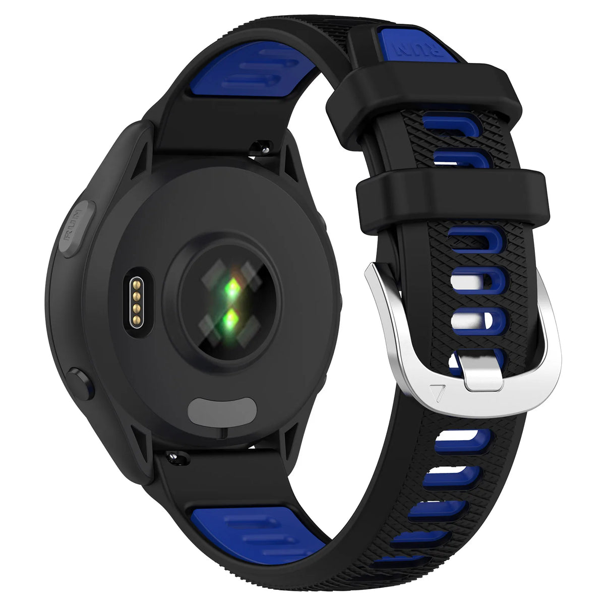 COROS Two-Tone Silicone Band with Silver Buckle – Black / Blue