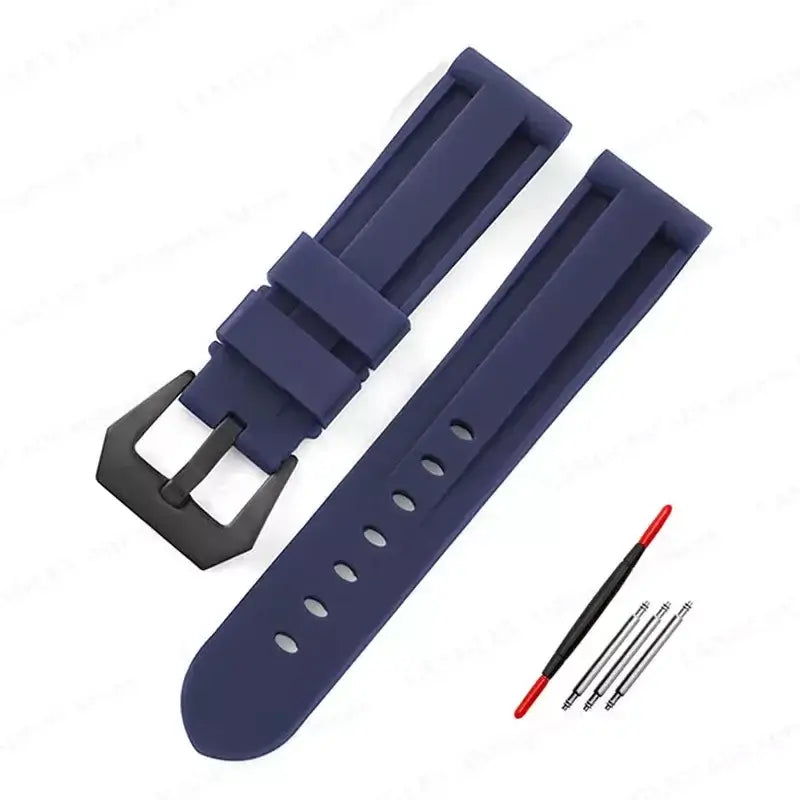 Samsung Galaxy Watch Raised-Panel Silicone Band in Navy Blue / Black Buckle